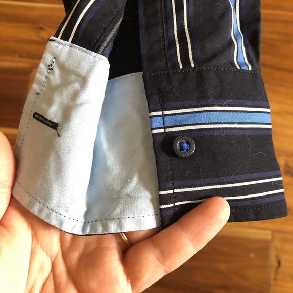 Tommy Hilfiger S/P blue stripes button up shirt chevron striped with collar - Picture 4 of 5